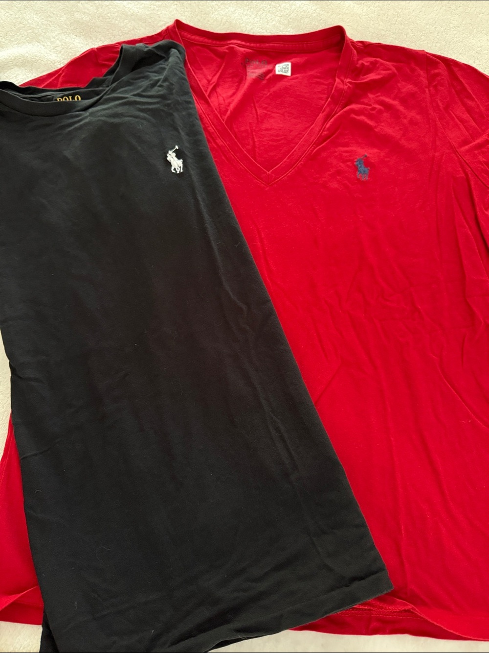 Ralph Lauren Black Crewneck & Red V-Neck Polo Tees